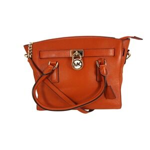 Michael Kors Hamilton Auburn Pebbled Leather Satchel Gold Hardware Handbag